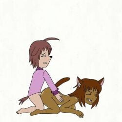 anal anal_penetration anal_sex animated anthro ass cat dog doggy doggy_style ears fur furry lowres original_character sound spanky15 tail tan_body video