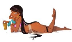 1girls ass big_ass chel dark-skinned_female dreamworks female female_only kassitta lying_on_stomach medium_breasts no_underwear pelvic_curtain slim_waist teenager the_road_to_el_dorado thick_thighs wide_hips