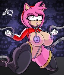 abstract_background amy_rose anthro artist_logo artist_signature brainwashing breast_expansion eggman_empire eggman_logo eyelashes female furry green_eyes headband hedgehog hypnosis large_breasts mind_control open_mouth property renegade-157 robotic_tentacles slave solo sonic_(series) thick_thighs tubes