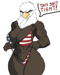 1girls 4th_of_july abs american_eagle anthro bald_eagle big_breasts breasts dare_to_exist female muscular muscular_female solo solo_female tagme thick_thighs wide_hips