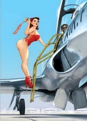 f-80_shooting_star heels long_legs pinup romain_hugault