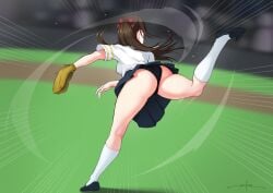 1girls ass baseball baseball_glove baseball_uniform big_ass big_hips black_panties brown_hair crowd dat_ass female female_only hair_ornament hips kneesocks love_live! love_live!_nijigasaki_high_school_idol_club ousaka_shizuku panties pantyshot tagme thick_thighs thighs underwear unsfrau upskirt