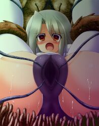 crying crying_with_eyes_open fate/stay_night fate_(series) female female_focus illyasviel_von_einzbern miso_panda open_mouth pussy_focus solo spread_pussy spreading_pussy tears thighhighs white_thighhighs