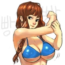 1girls breasts brown_hair brunette cyphers female female_only hirundo_rustica hong_doo korean_text smile solo solo_female solo_focus