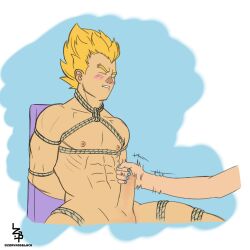 bondage boner dragon_ball erection handjob male male_focus male_only malesub masturbation nude penis vegeta zorynos_black