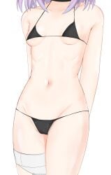 absurdres bikini breasts collarbone head_out_of_frame highres kiri_yukino micro_bikini midriff navel purple_hair shinomiya_runa short_hair small_breasts stomach swimsuit virtual_youtuber vspo!