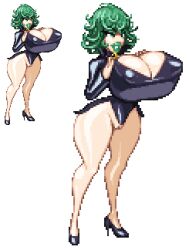 1girls bimbo casetermk female high_heels huge_ass huge_breasts hyper_bimbo leotard one-punch_man pixel_art tatsumaki thick_lips thick_thighs wide_hips