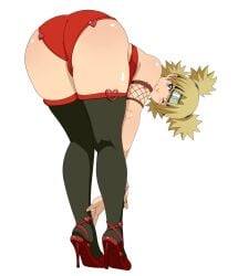 1girls artist_request bent_over big_ass blonde_hair bra female female_only from_behind full_body headband heels high_heels inusen leaning leaning_forward legs_together legwear lingerie looking_at_viewer looking_back naruto naruto_(series) naruto_shippuden one_eye_closed panties presenting presenting_ass presenting_hindquarters quad_tails solo solo_focus standing stockings sunagakure_symbol teal_eyes temari tied_hair underwear wink