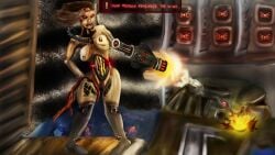 digital_painting_(artwork) female iron_maiden_(quake) monster quake_2 rocket_launcher sincronikon