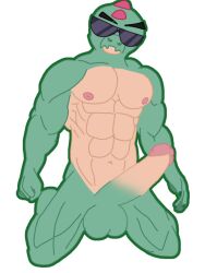 2022 anonymous_artist big_penis brawl_stars buzz_(brawl_stars) cocodrile dinosaur green_body muscles no_humans penis simple_background supercell