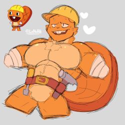 1:1 1boy abs amputee anthro bandages bara beaver belt biceps big_tail big_teeth colored colored_sketch hammer handy handy_(htf) happy_tree_friends hat helmet lanopoli male male_focus male_only mammal moobs muscular muscular_male nervous no_arms no_legs orange_body orange_fur pecs screwdriver sketch solo spreading sweat sweating tail teeth