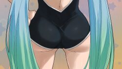 1girls ass ass_cheeks ass_focus back_view blue_hair butt_crack butt_focus edens_zero gaston18 green_hair hermit_mio long_hair sole_female solo standing tagme thick_ass thick_thighs twintails two_tone_hair