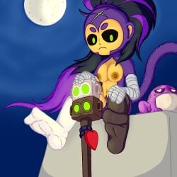 1futa anthro areolae big_breasts black_sclera bloons_td_6 bloons_tower_defense breasts erection ezili furry futa_only futanari inverted_eyes moon night nipples nude oliviaz penis purple_fur sitting solo staff voodoo