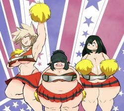 bbw beru_asui blonde_hair cheerleader cheerleader_uniform chubby chubby_female dorkass embarrassed fat green_hair inko_midoriya milf mitsuki_bakugou my_hero_academia nicechan obese obese_female overweight overweight_female skirt