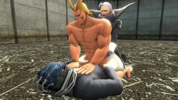 3boys 3d 3d_(artwork) 3d_animation abs all_for_one all_might anal_sex animated bara blonde_hair clothed_male_nude_male cowgirl_position double_anal double_penetration erect_while_penetrated facial_hair gangbang gay gentle_(my_hero_academia) gloves group group_sex hands_on_chest helmet holding_down long_video longer_than_30_seconds loop male male/male male_focus male_only mp4 mustache my_hero_academia no_orgasm no_sound pecs sitting_on_penis tagme threesome thrusting_into_ass tobita_danjuurou toshinori_yagi uncensored video white_hair yagi_toshinori yaoi yawdeleyo