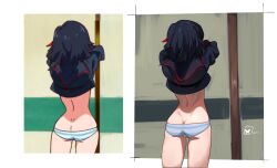 adult_swim ass ass_cleavage butt_crack canon_panties canonical_scene female female_only hirundo_rustica hong_doo kill_la_kill light_skin matoi_ryuuko meme panties redraw reference_image ryukoredraw screencap_redraw senketsu shimapan striped_panties toonami two_tone_panties underwear undressing