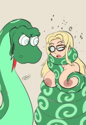 aurora_(jabberwocky) blonde_hair coiling coils glasses hypnosis interspecies penken snake