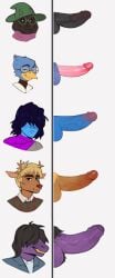 anthro balls berdly bird black_fur black_hair black_penis blue_hair blue_penis blue_skin chart cock comparing_penis dark_hair darkriallet deltarune dick dick_chart erect_penis erection foreskin genderswap genderswap_(ftm) glans goat hairy_balls kris_(deltarune) male male_anthro male_human male_only multiple_boys multiple_males multiple_penises noelle_holiday partially_retracted_foreskin penis penis_chart penis_size_comparison penis_size_difference pubes pubes_exposed pubic_hair purple_penis purple_skin ralsei reindeer reindeer_antlers rule_63 scalie snout susie_(deltarune) tagme uncut veiny_penis work_in_progress