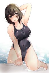 1girls abenattou caesar_(girls_und_panzer) girls_und_panzer light-skinned_female light_skin one_piece_swimsuit solo swimsuit wet