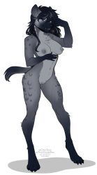 2022 5_fingers alpha_channel anthro areola black_hair blue_eyes breasts digital_media_(artwork) digitigrade female fingers genitals hair hi_res hyaenid kittydee looking_at_viewer mammal nipples nude pussy simple_background smile solo transparent_background