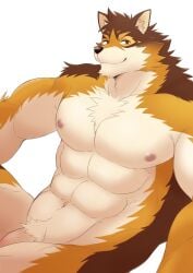 abs absurd_res anthro barrel_(live-a-hero) canid canine canis flaccid genitals hi_res ioenami88 lifewonders live-a-hero male male_only mammal muscular muscular_anthro muscular_male nipples nude pecs penis penis_base solo video_games wolf