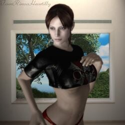 3d claire_redfield cutoff_shirt female female_only human iamrinoaheartilly panties resident_evil solo tagme