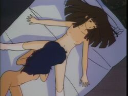 2girls 80s anime_screencap bangs bed black_hair blue_hair blunt_bangs breasts brown_hair closed_eyes cream_lemon cunnilingus dutch_angle escalation_(cream_lemon) female flat_chest from_above jpeg_artifacts kneehighs laying_down long_hair lying moaning multiple_girls navel nipples nude on_back on_side open_mouth oral outstretched_arms ova pillow screencap sex sideboob small_breasts socks spread_arms spread_legs yuri