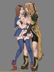 2girls areola blonde_hair boots breast_grab breasts brown_hair castlevania castlevania:_portrait_of_ruin castlevania:_symphony_of_the_night charlotte_aulin clothing elbow_gloves erect_nipples eye_contact female female_only fingering fingerless_gloves grope hair hair_ribbon konami lips long_hair looking_at_another maria_renard maria_renard_(sotn) masopen_mouth masturbation mugensaku multiple_girls mutual_fingering mutual_masturbation mutual_yuri nipples open_clothes open_shirt panties pubic_hair pussy pussy_juice sash shirt thighhighs torn_clothing yuri