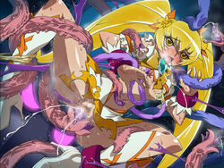 1girls blonde_hair blush boots breast_sucking breasts censored clothing cum cum_inside cure_sunshine female heartcatch_precure! lolita_channel long_hair magical_girl milking_tentacles myoudouin_itsuki nipple_suck nipples no_bra no_panties penetration precure pretty_cure small_breasts solo spread_legs tentacle tentacle_sucking_breasts tied_hair torn_clothes twintails very_long_hair yellow_eyes