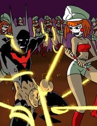 1boy 2girls batman batman_(series) batman_(terry_mcginnis) batman_beyond:_return_of_the_joker bondage bound_testicles clones cock_and_ball_torture dangling_testicles dboy dc dc_comics dcau dcuaom dee_dees electricity electrostimulation female femdom lasso male malesub mask penis reverse_gangrape reverse_rape sisters terry_mcginnis testicle_pull testicles tied_arms tied_legs tied_testicles torn_clothes torture