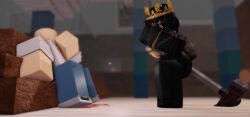 1boy 1girls 3d agent_(decaying_winter) blood bloxmodeller decaying_winter exposed_breasts pulled_up_shirt roblox roblox_game robloxian self_upload sledge_queen tagme