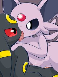 black_body blush blushing breasts drooling eeveelution espeon female genital_fluids hi_res kissing kissing_while_penetrated male male/female nintendo penis pink_penis pokémon_(species) pokemon pokemon_(species) precum purple_body sateco sex solo tail tongue_kiss umbreon video_games