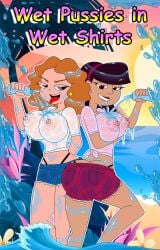 2girls amanda_lopez areolae ass beach big_breasts booty_shorts breasts comic comic_cover curvaceous dat_ass disney disney_xd ferozyraptor hourglass_figure huge_nipples latina melissa_chase milo_murphy's_law multiple_girls panties pose short_shorts thick_thighs title_page v-string voluptuous water water_bottle wet wet_clothes wet_t-shirt wide_hips