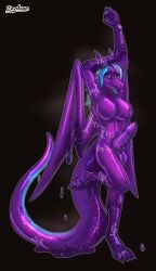 anthro breasts dragon futanari genitals goo_(disambiguation) goo_creature goo_dragon goo_dripping gooborg gynomorph herm hi_res intersex penis pose queen_vinyl_da.i'gyu-kazotetsu solo standing wings zeydaan