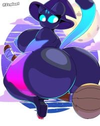 big_ass big_boobs big_breasts big_butt blue_eyes boots breasts broom bubble_butt dat_ass fortnite looking_back lynx_(fortnite) tagme tail thick_thighs witch witch_hat zeglo-official