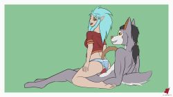 16:9 animated anthro canid canine canis clothing clothing_aside duo female harkrun hi_res male male/female mammal on_bottom on_top panties panties_aside penetration reverse_cowgirl_position ryoko_hakubi sex shirt short_playtime t-shirt topwear underwear underwear_aside vaginal_penetration vaginal_penetration vampire widescreen wolf