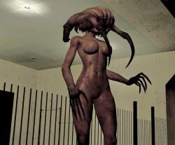 alien beezechurger big_breasts brainwashing breasts claws completely_naked completely_nude completely_nude_female female female_headcrab female_only half-life half-life:_alyx half-life_2 hand_on_hip headcrab headcrab_zombie indoors inside looking_to_the_side mind_control naked naked_female nude nude_female pantsless shirtless standing valve