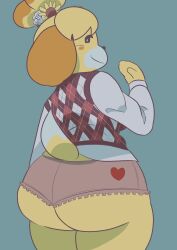 2022 animal_crossing anthro ass big_ass bubble_butt canid canine canis clothed clothing female fur furry furry_only huge_ass isabelle_(animal_crossing) looking_at_viewer looking_back nintendo panties solo tagme tail thick_thighs toonarscontent