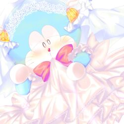 .'s_(artist) adorable blue_body blue_skin blush clothing cute cute_face doraemon doraemon_(character) dress eye_closed feline femboy heart jingle_bell love male male_only red_nose red_ribbon robot robot_cat solo solo_male whiskers white_dress white_hands