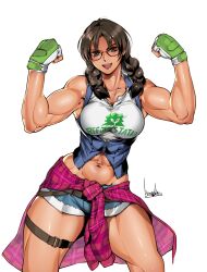 athletic_female bowalia breasts female_abs fit_female flexing julia_chang muscular_female namco shorts tekken tekken_7 thunder_thighs voluptuous