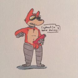 bowserboy101 five_nights_at_freddy's foxy_(fnaf) male male_only solo text traditional_art traditional_media traditional_media_(artwork)