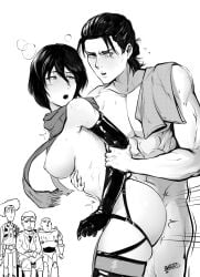 abs ass attack_on_titan balgitt big_ass breasts buzz_lightyear disney eremika eren_jaeger female large_ass mikasa_ackerman monochrome muscular muscular_male nipples pixar reiner_braun sex straight taken_from_behind thick_thighs thighhighs toy_story woody_pride