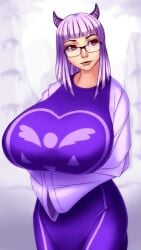 1girls 2d artist_request big_breasts breasts_bigger_than_head enormous_breasts female female_only glasses horns huge_breasts humanized humanoid massive_breasts red_eyes short_hair solo source_request tagme tagme_(artist) toriel toriel_(human) undertale undertale_(series)