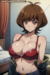 ai_generated aindroidparanoid big_breasts boobs bra breasts brown_eyes brown_hair flashing hips huge_breasts large_breasts mature_female narrow_waist skye_zaizen slim_waist stable_diffusion taller_girl tits undressed undressing wide_hips yu-gi-oh! yu-gi-oh!_vrains zaizen_aoi