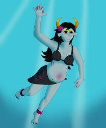 1girls alien alien_humanoid bikini black_hair color colored female female_focus female_only grey_skin grey_skin homestuck homestuck_troll horn horns humanoid humanoid_alien kazeolion original_character pregnant sfw solo solo_female troll underwater