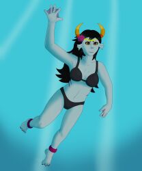 1girls alien alien_humanoid bikini black_hair color colored female female_focus female_only grey_skin grey_skin homestuck homestuck_troll horn horns humanoid humanoid_alien kazeolion original_character solo solo_female troll underwater