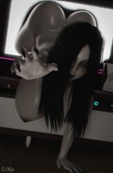 big_breasts black_hair black_nipples cr3epsfm dark_nipples ghost_girl grey_skin yamamura_sadako