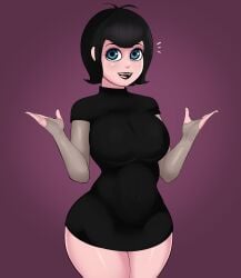 1girls black_hair black_lipstick blue_eyes child_bearing_hips female female_only g3mma goth hotel_transylvania humanoid light-skinned_female light_skin lipstick looking_at_viewer mavis_dracula pale-skinned_female pale_skin short_hair simple_background solo solo_female solo_focus thick_thighs vampire wide_hips