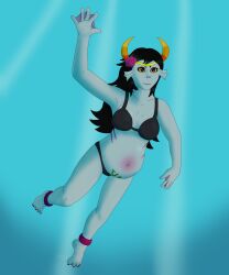 1girls alien alien_humanoid bikini black_hair color colored female female_focus female_only grey_skin grey_skin homestuck homestuck_troll horn horns humanoid humanoid_alien kazeolion original_character pregnant sfw solo solo_female troll underwater