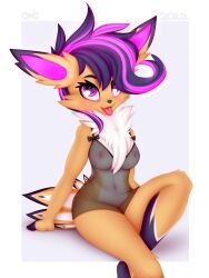 1girl anthro black_clothing breasts clothed clothing eeveelution female genitals hi_res jolteon nintendo omiart pokémon_(species) pokémorph pokemon pussy solo video_games